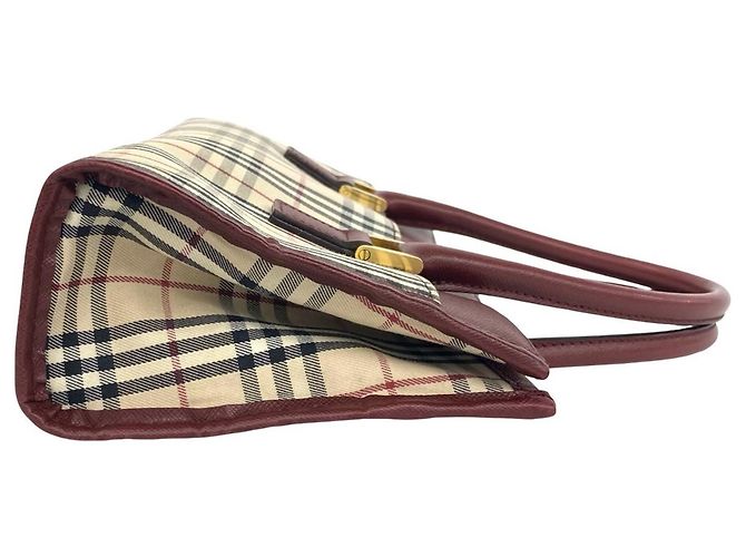 Bolsa Burberry Nova Check em lona e couro Bege Bordeaux - vista 6