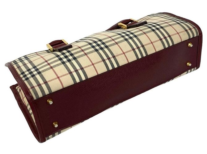 Bolsa Burberry Nova Check em lona e couro Bege Bordeaux - vista 7