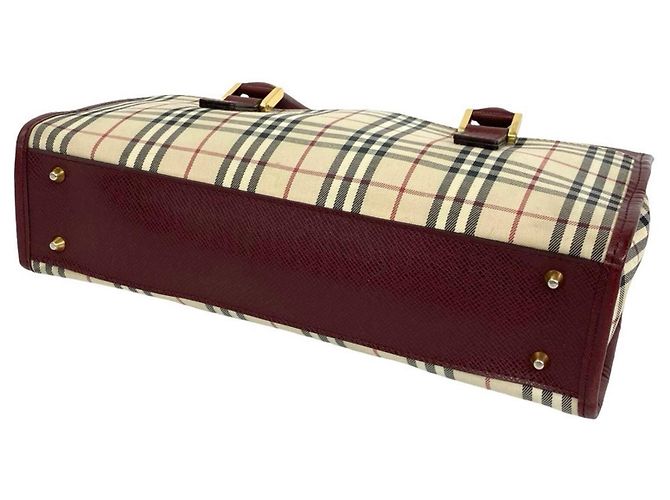 Bolsa Burberry Nova Check em lona e couro Bege Bordeaux - vista 8