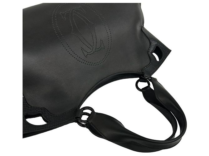 Cartier Marcello Handtasche aus Leder mit perforiertem Logo Schwarz - Ansicht 4