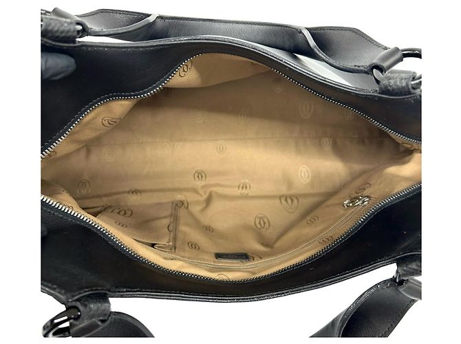 Cartier Marcello Handtasche aus Leder mit perforiertem Logo Schwarz - Ansicht 9