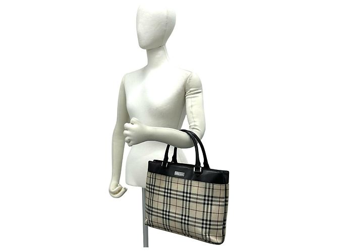 Bolsa Burberry Nova Check em lona e couro Marrom Bege - vista 2