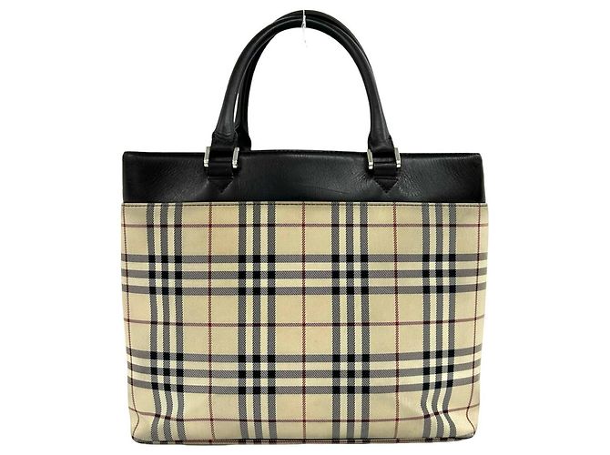 Bolsa Burberry Nova Check em lona e couro Marrom Bege - vista 3