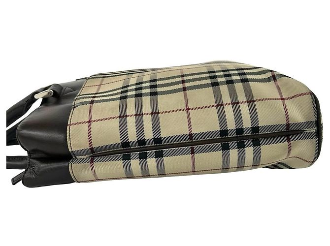 Bolsa Burberry Nova Check em lona e couro Marrom Bege - vista 5