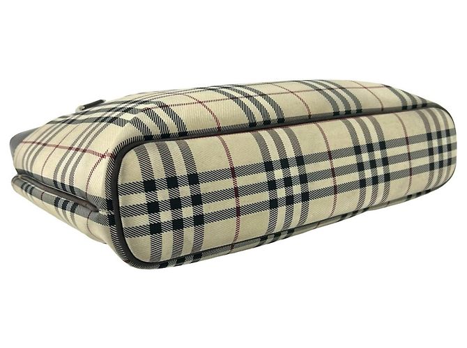 Bolsa Burberry Nova Check em lona e couro Marrom Bege - vista 7