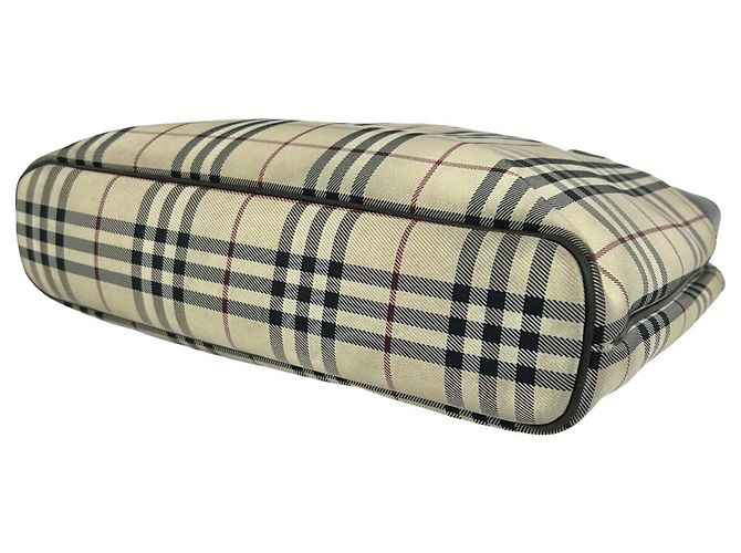 Bolsa Burberry Nova Check em lona e couro Marrom Bege - vista 8