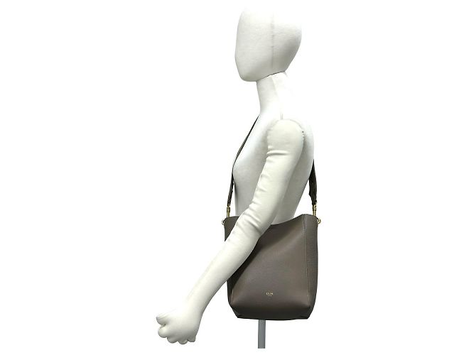 Céline Celine Sangle Bucket Small Leder-Schultertasche Beige - Ansicht 2