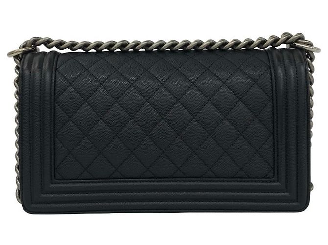 Borsa a tracolla Chanel Boy Chanel Coco Mark in pelle caviar con catena Nero - vista 3