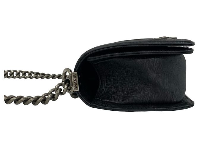 Borsa a tracolla Chanel Boy Chanel Coco Mark in pelle caviar con catena Nero - vista 5