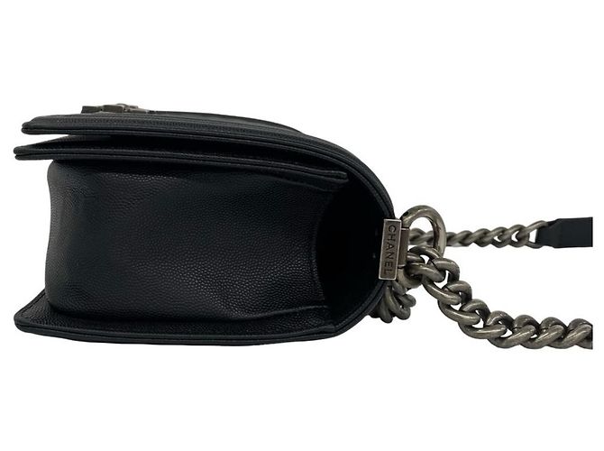 Borsa a tracolla Chanel Boy Chanel Coco Mark in pelle caviar con catena Nero - vista 6