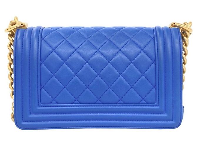 Borsa a tracolla Chanel Boy Chanel Coco Mark Hardware in pelle d'agnello Blu - vista 3