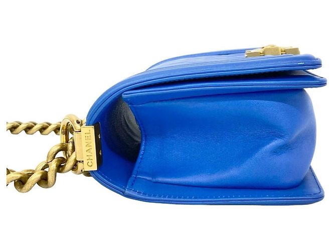Borsa a tracolla Chanel Boy Chanel Coco Mark Hardware in pelle d'agnello Blu - vista 5
