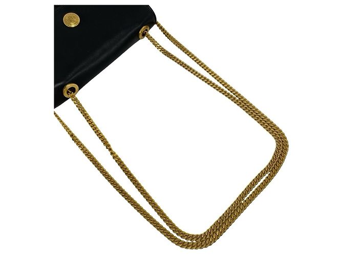 Céline CELINE Vintage Triomphe Logo Hardware Leder Kette Mini Schultertasche Schwarz - Ansicht 4