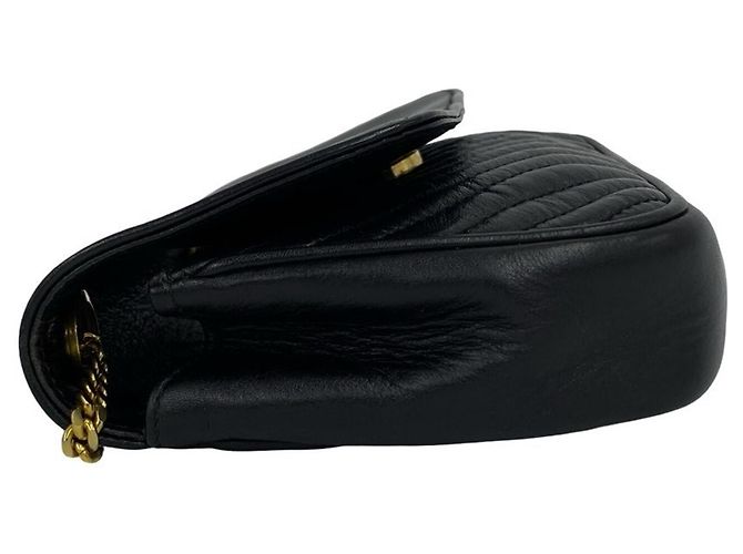 Céline CELINE Vintage Triomphe Logo Hardware Leder Kette Mini Schultertasche Schwarz - Ansicht 5