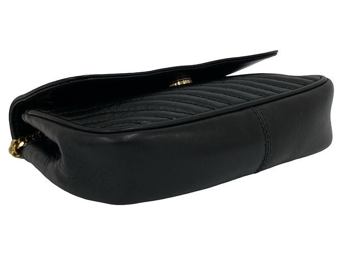 Céline CELINE Vintage Triomphe Logo Hardware Leder Kette Mini Schultertasche Schwarz - Ansicht 7