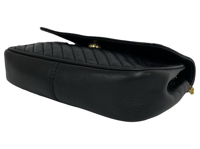Céline CELINE Vintage Triomphe Logo Hardware Leder Kette Mini Schultertasche Schwarz - Ansicht 8