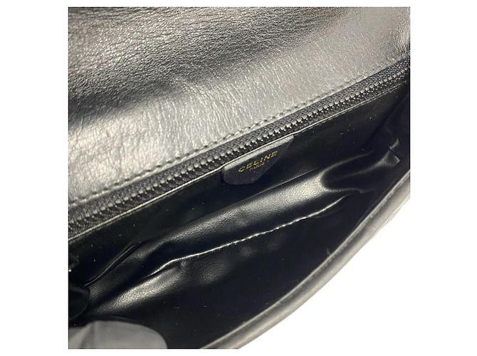 Céline CELINE Vintage Triomphe Logo Hardware Leder Kette Mini Schultertasche Schwarz - Ansicht 9