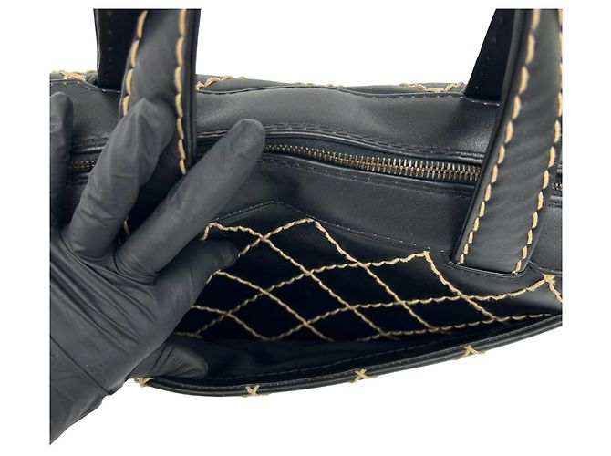 Chanel Coco Mark Wild Stitch Lederhandtasche Schwarz - Ansicht 10