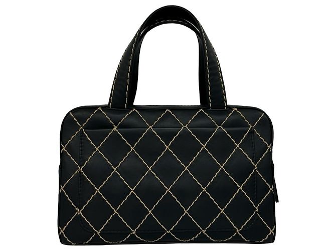 Chanel Coco Mark Wild Stitch Lederhandtasche Schwarz - Ansicht 3