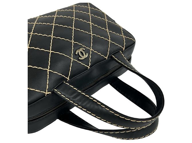 Chanel Coco Mark Wild Stitch Lederhandtasche Schwarz - Ansicht 4