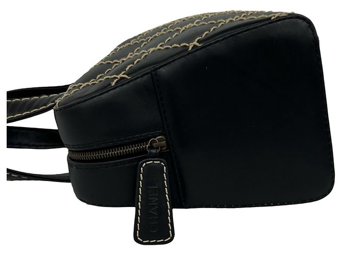 Chanel Coco Mark Wild Stitch Lederhandtasche Schwarz - Ansicht 5