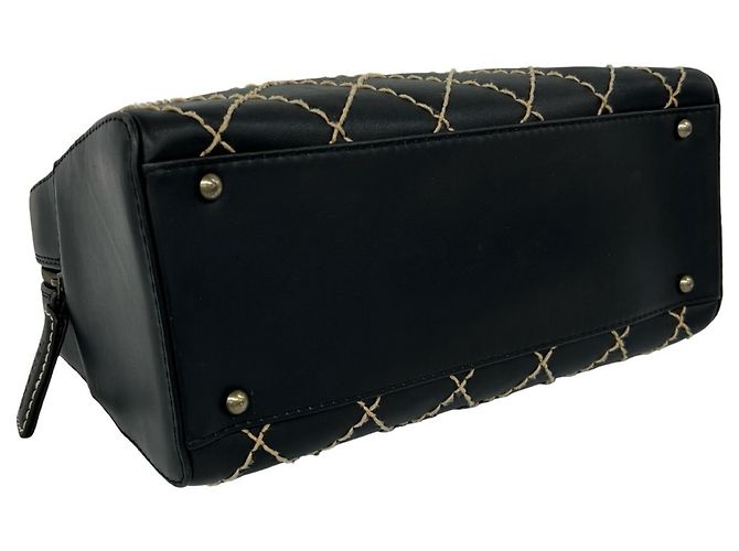 Chanel Coco Mark Wild Stitch Lederhandtasche Schwarz - Ansicht 7
