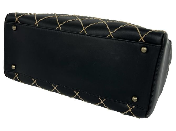 Chanel Coco Mark Wild Stitch Lederhandtasche Schwarz - Ansicht 8