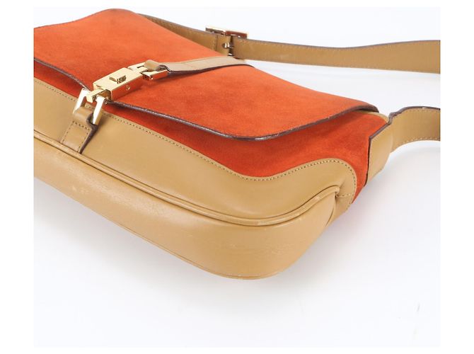 Borsa a tracolla in pelle Gucci Jackie Beige Arancione - vista 4
