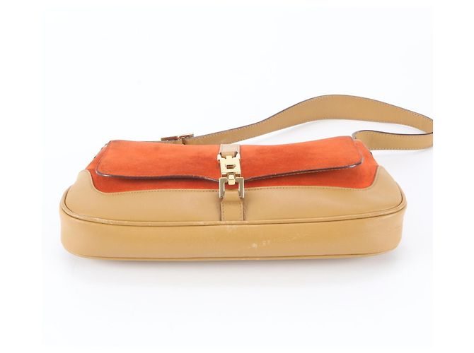 Borsa a tracolla in pelle Gucci Jackie Beige Arancione - vista 6