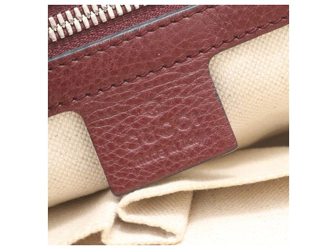 Borsa a tracolla Gucci in pelle Interlocking G Rosso Bordò - vista 8