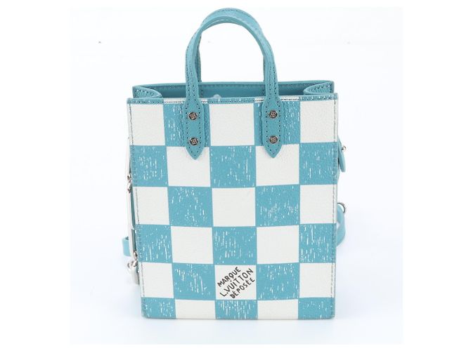 Louis Vuitton Sac Plat XS Damier Checkerboard con protezione RFID Turchese - vista 4