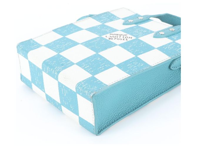 Louis Vuitton Sac Plat XS Damier Checkerboard con protezione RFID Turchese - vista 5