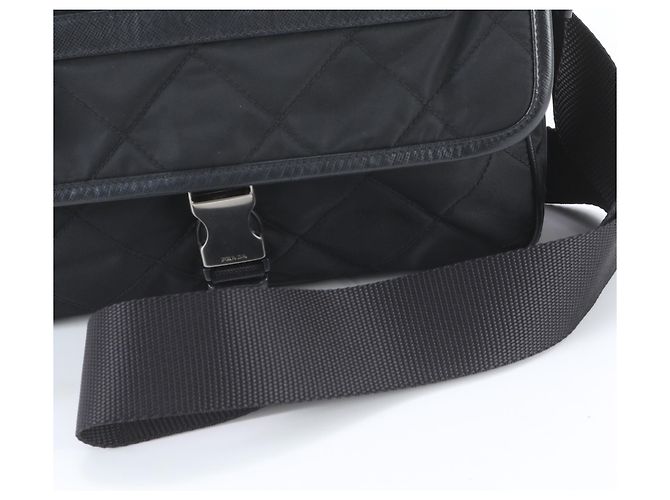Borsa a tracolla in pelle e nylon Tessuto con logo triangolare Prada Nero - vista 2