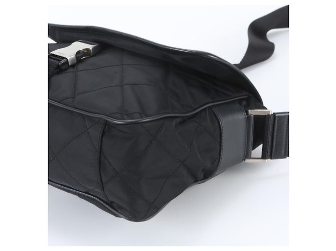 Borsa a tracolla in pelle e nylon Tessuto con logo triangolare Prada Nero - vista 4