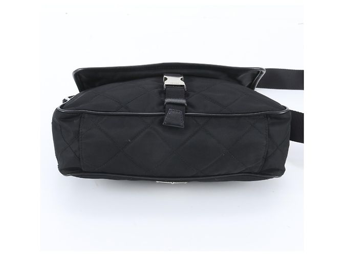 Borsa a tracolla in pelle e nylon Tessuto con logo triangolare Prada Nero - vista 5