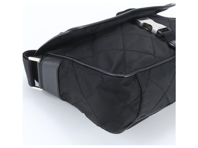 Borsa a tracolla in pelle e nylon Tessuto con logo triangolare Prada Nero - vista 6