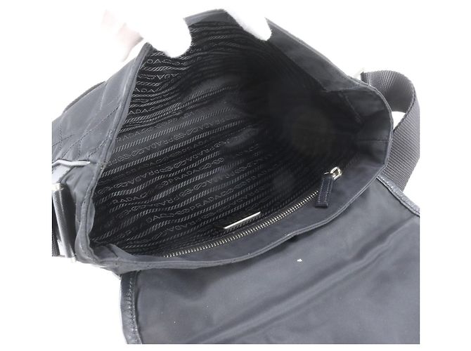 Borsa a tracolla in pelle e nylon Tessuto con logo triangolare Prada Nero - vista 7