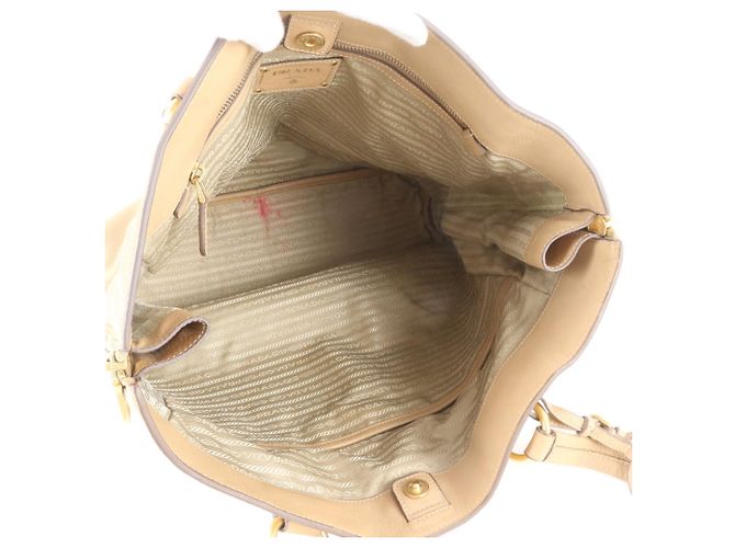 Borsa Tote Prada in pelle Vitello Daino Marrone - vista 7