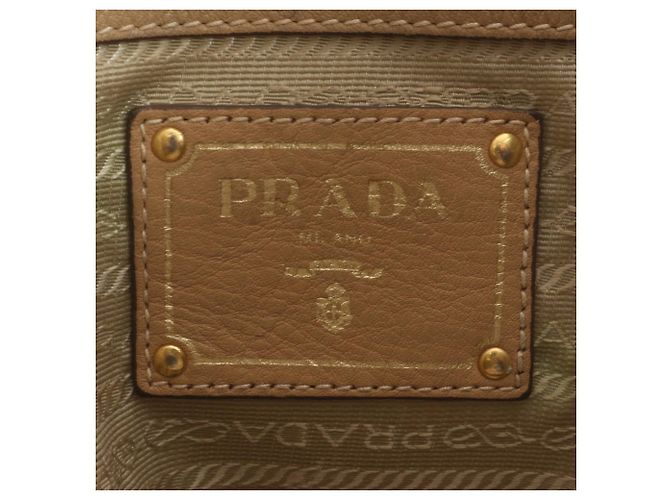 Borsa Tote Prada in pelle Vitello Daino Marrone - vista 8