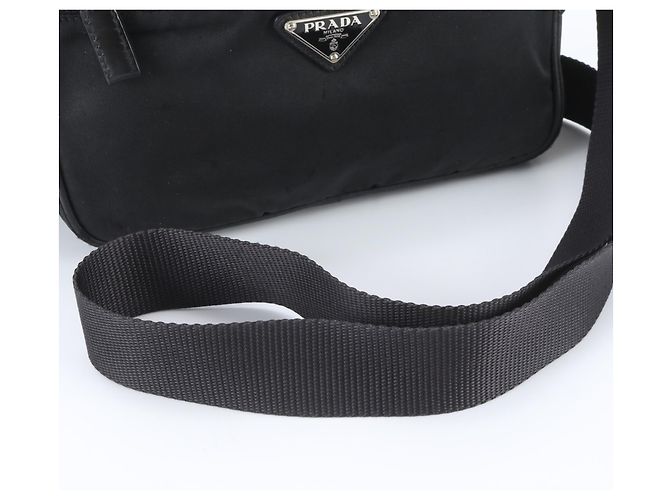 Bolsa de ombro em couro e nylon Tessuto com logo triangular Prada Preto - vista 2
