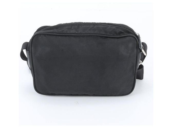 Bolsa de ombro em couro e nylon Tessuto com logo triangular Prada Preto - vista 3