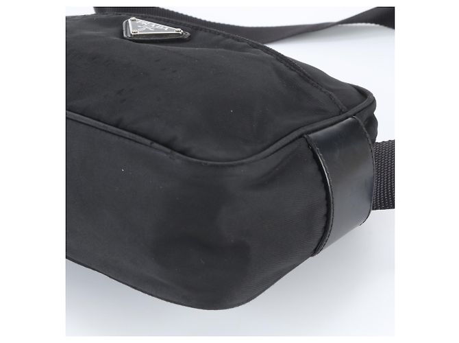 Bolsa de ombro em couro e nylon Tessuto com logo triangular Prada Preto - vista 4