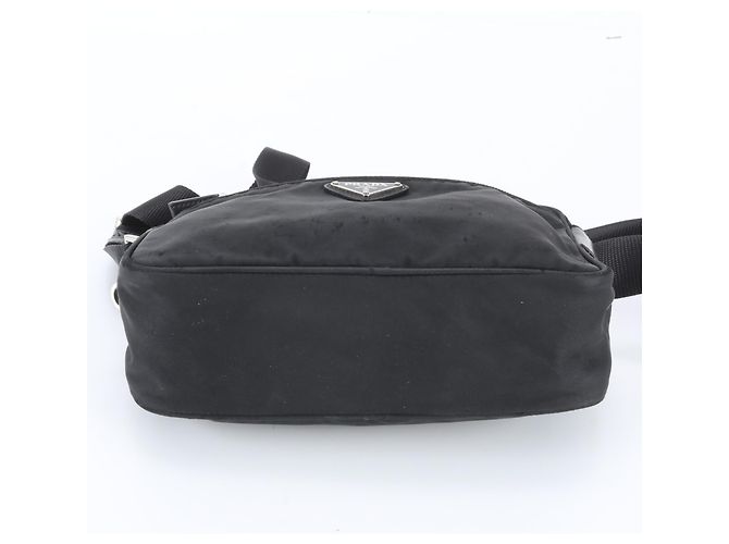 Bolsa de ombro em couro e nylon Tessuto com logo triangular Prada Preto - vista 5