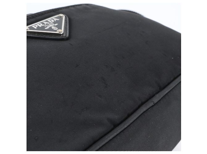 Bolsa de ombro em couro e nylon Tessuto com logo triangular Prada Preto - vista 8