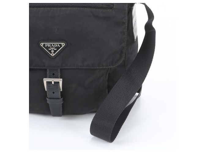 Borsa a tracolla in pelle e nylon Tessuto con logo triangolare Prada Nero - vista 2