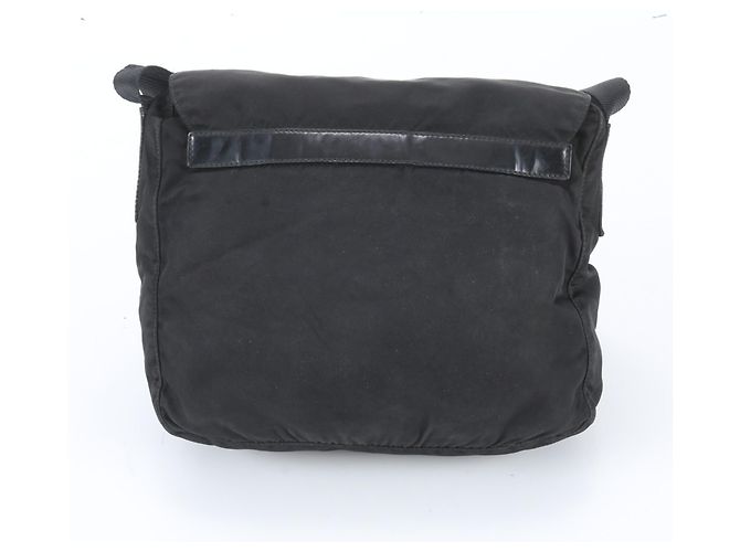 Borsa a tracolla in pelle e nylon Tessuto con logo triangolare Prada Nero - vista 3
