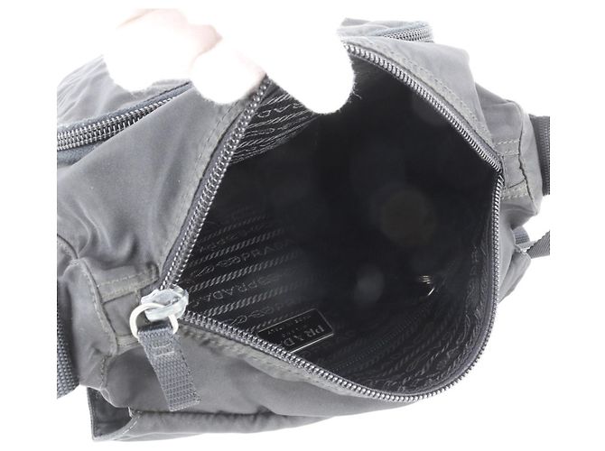 Borsa a tracolla in pelle e nylon Tessuto con logo triangolare Prada Nero - vista 7