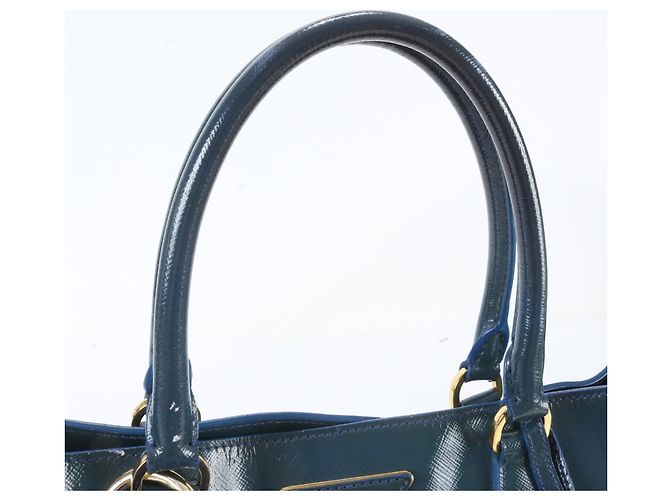 Bolso de hombro/Bolso tote Prada de piel Saffiano con logo triangular Azul Verde - vista 2