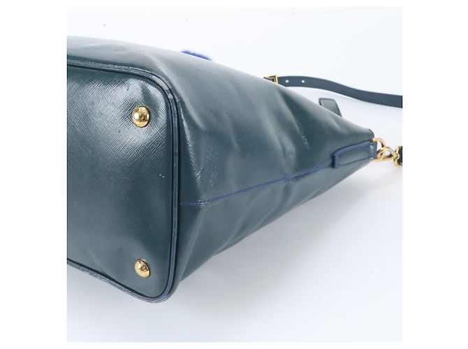 Bolso de hombro/Bolso tote Prada de piel Saffiano con logo triangular Azul Verde - vista 4