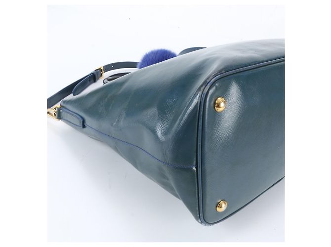 Bolso de hombro/Bolso tote Prada de piel Saffiano con logo triangular Azul Verde - vista 6